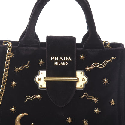 Prada Velvet Astrology Crossbody Tote Bag Black 7 of 10