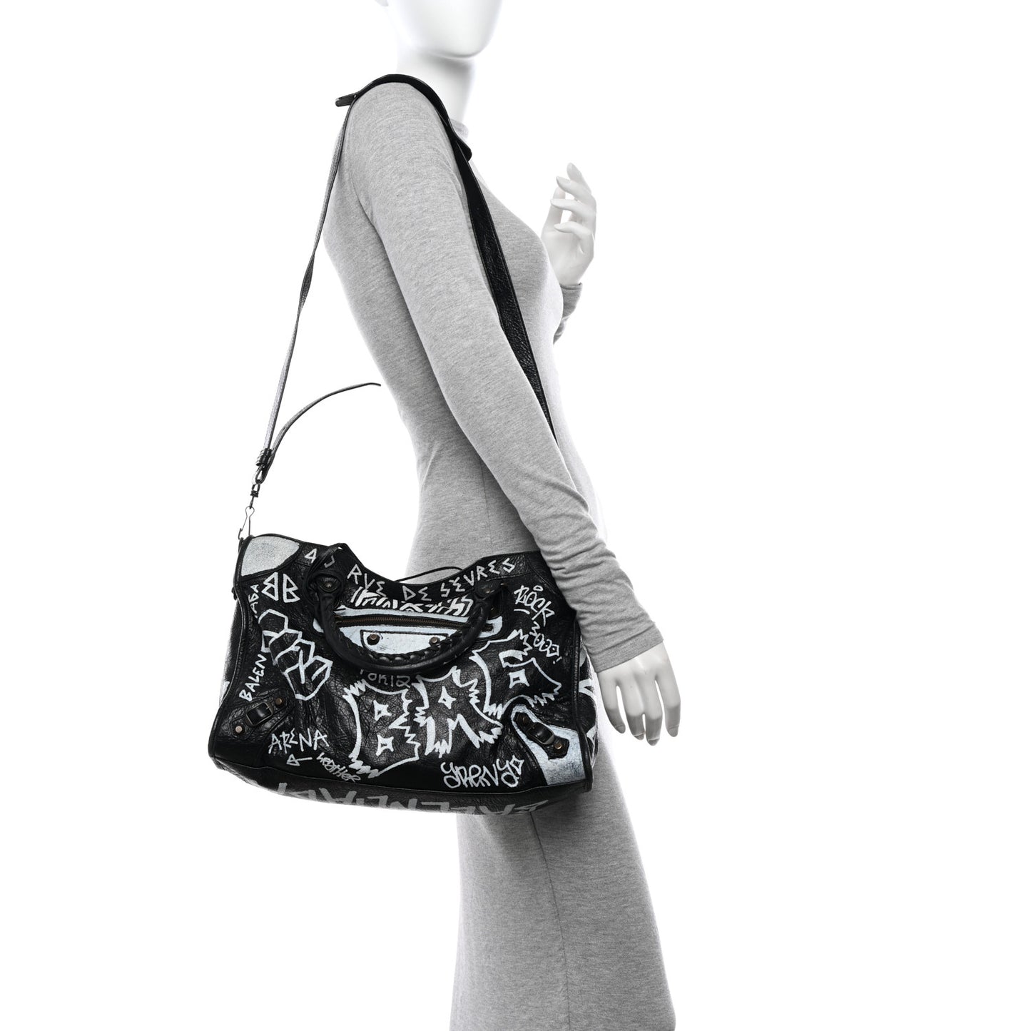 Agneau Arena Graffiti All Over Classic Hardware City Black White
