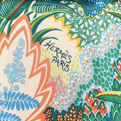 Hermes Silk Mountain Zebra Scarf 90 Vert Ciel Rose 3 of 6