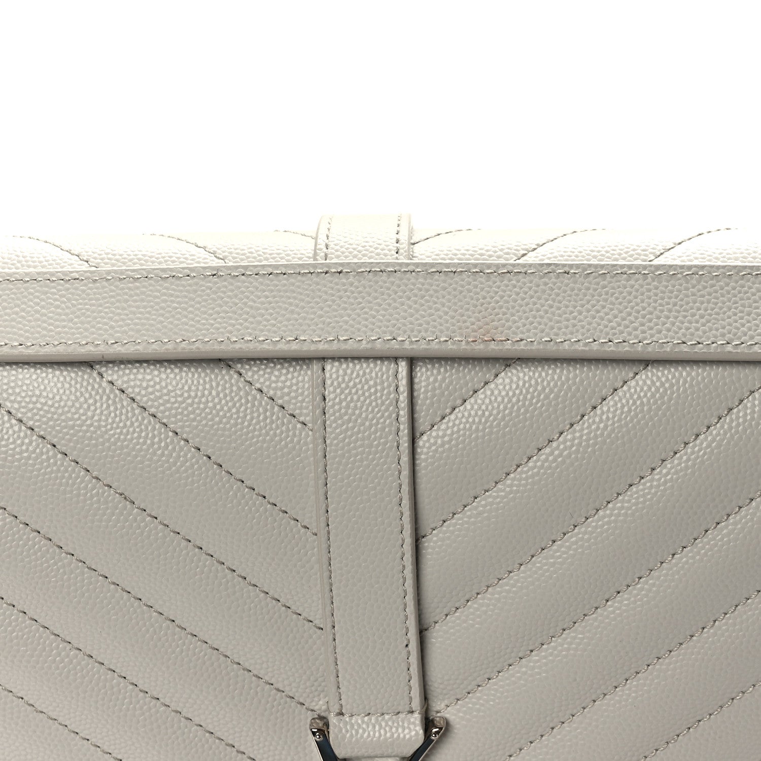 Saint Laurent Grain De Poudre Matelasse Chevron Large Monogram Satchel Gris Perle 10 of 10