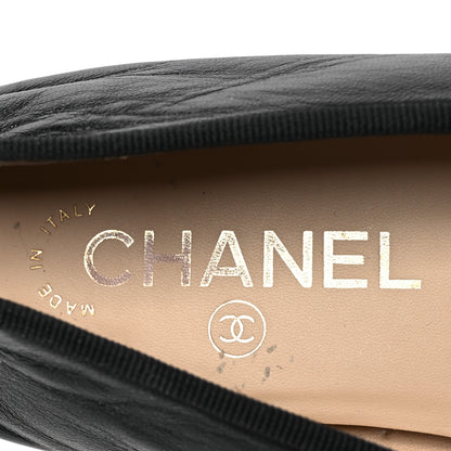 Chanel Lambskin Patent Cap Toe Ballerina Flats 38.5 Black 9 of 14