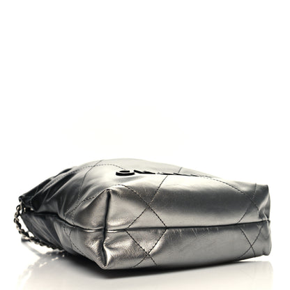 Chanel Metallic Shaded Calfskin Quilted Mini Chanel 22 Black Silver 4 of 11
