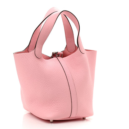 Hermes Taurillon Clemence Picotin Lock 18 PM Rose Sakura 3 of 9