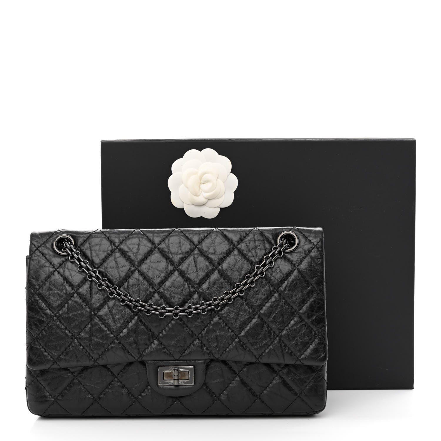 Chanel Aged Calfskin Quilted 2.55 Reissue 226 Flap So Black 11 of 11