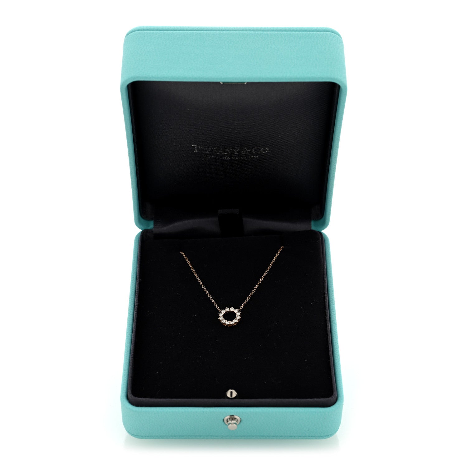 Tiffany 18K Rose Gold Diamond Mini Open Circle Pendant Necklace 6 of 6
