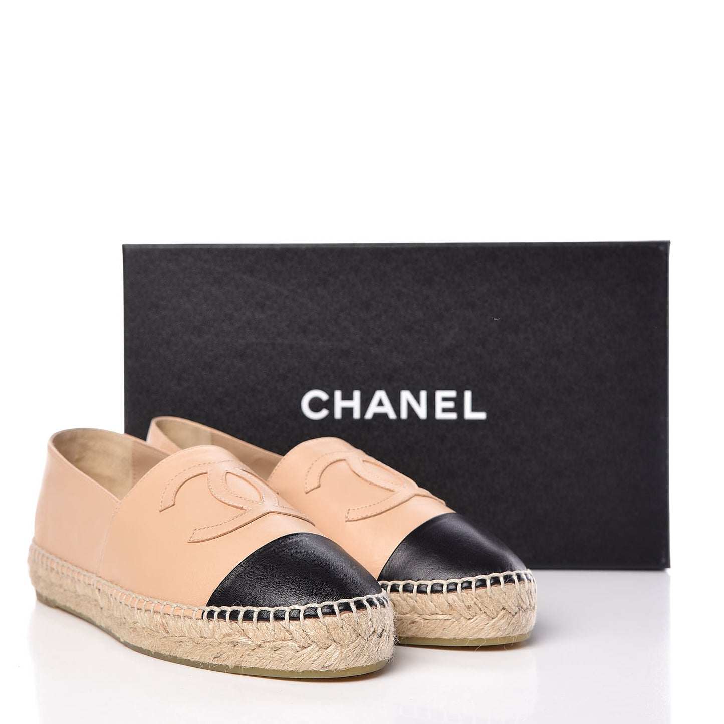 Lambskin CC Espadrilles 38 Beige Black
