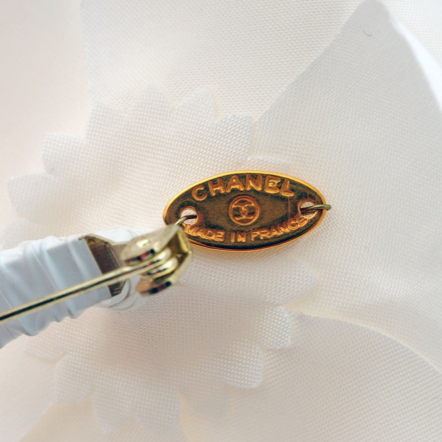 Satin Camellia Pin Brooch White