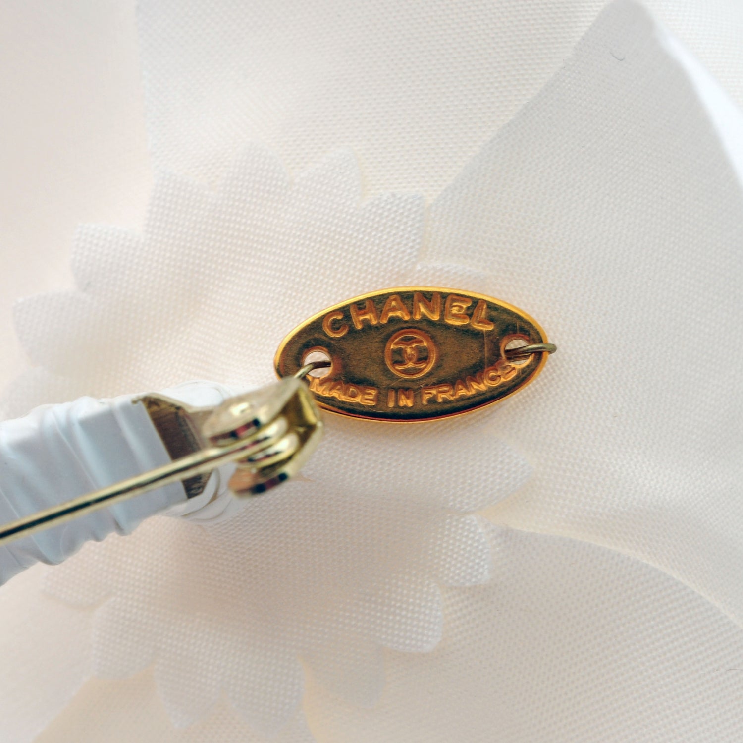 Chanel Satin Camellia Pin Brooch White 4 of 4