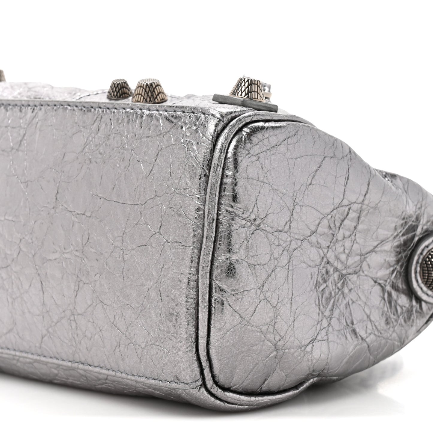 Metallic Agneau Arena Mini Le Cagole Duffle Crossbody Bag Silver