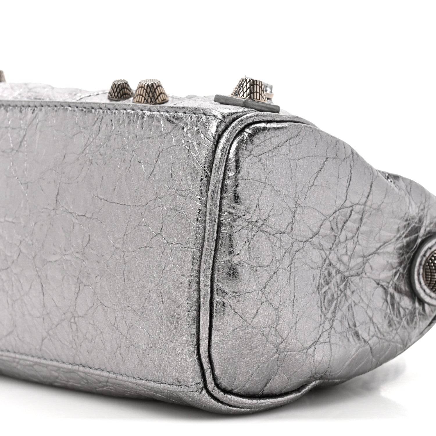 Balenciaga Metallic Agneau Arena Mini Le Cagole Duffle Crossbody Bag Silver 10 of 12