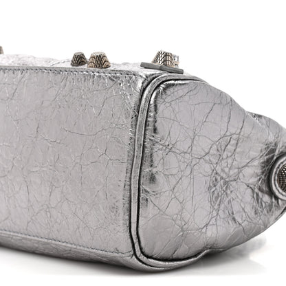 Balenciaga Metallic Agneau Arena Mini Le Cagole Duffle Crossbody Bag Silver 10 of 12