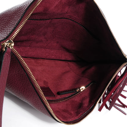 Valentino Garavani Grained Calfskin Oversized Rockee Fringe Clutch Rubin 5 of 7