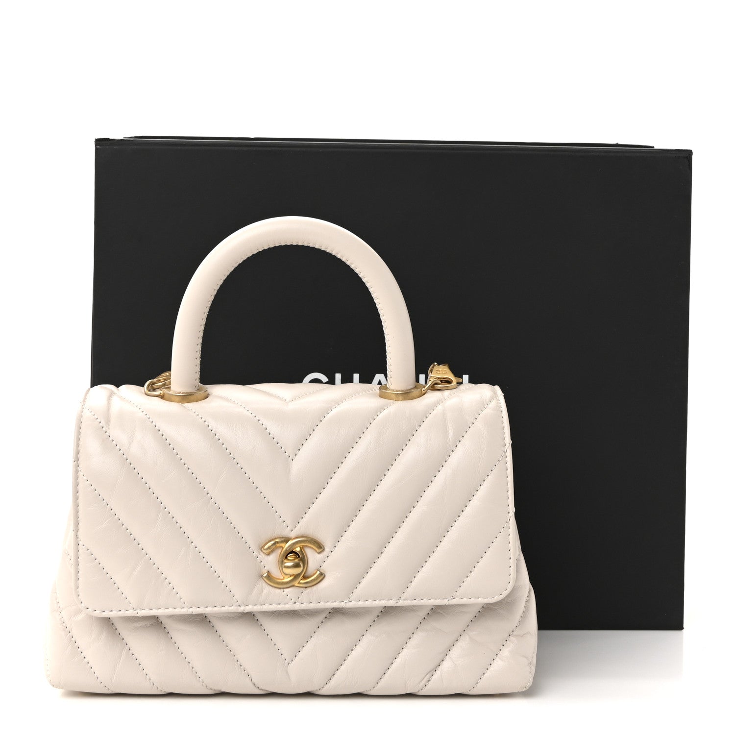 Chanel Calfskin Chevron Quilted Mini Coco Handle Flap Rose Pale 11 of 11