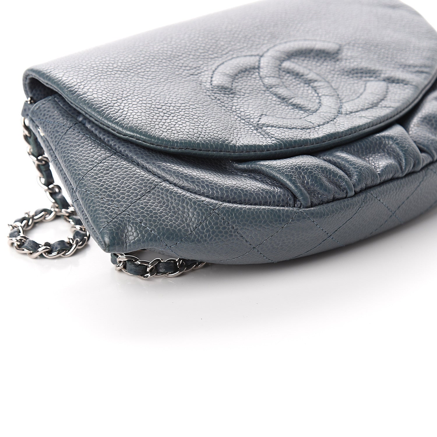 Chanel Caviar Half Moon Wallet On Chain WOC Blue 8 of 9