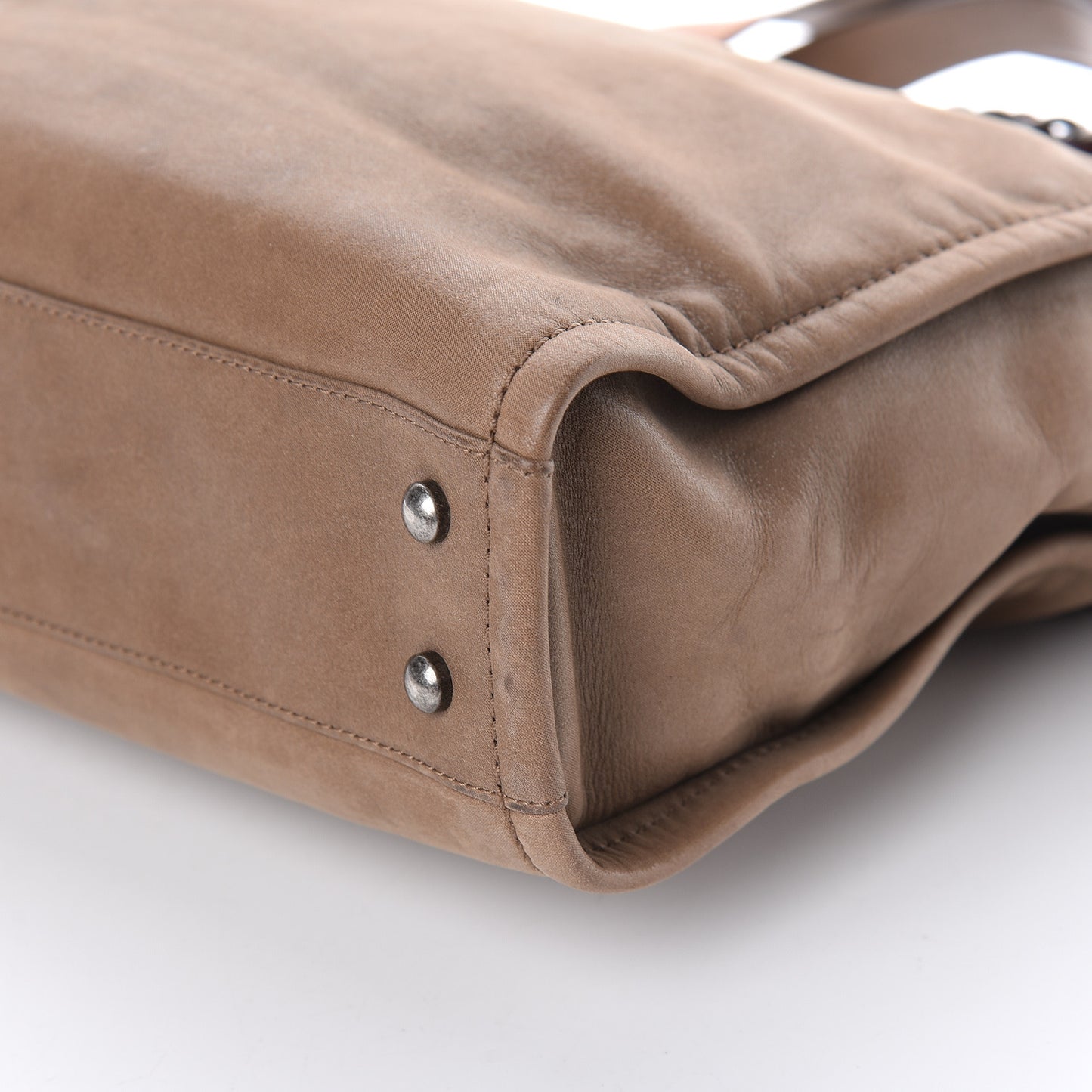 Iridescent Glazed Calfskin In The Mix Tote Kahki