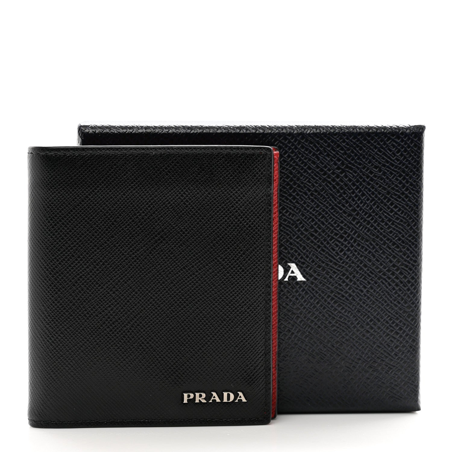 Prada Saffiano Bi-Fold Wallet Black Fuoco 8 of 8