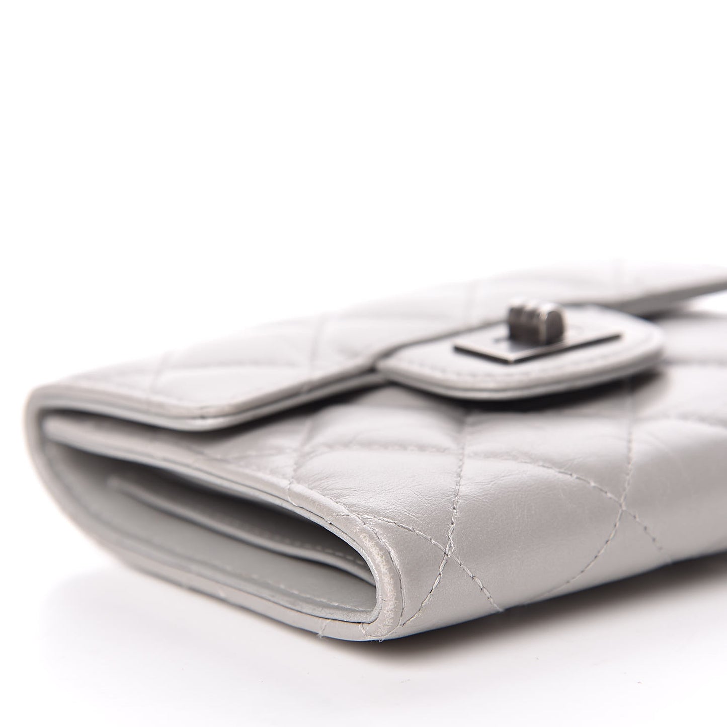Aged Calfskin Quilted Reissue Compact Wallet Grey