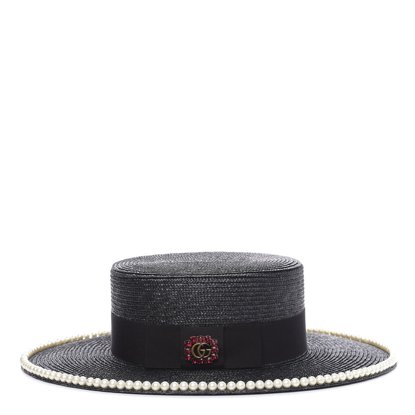 Straw Pearl Embellished Notte Hat S 56