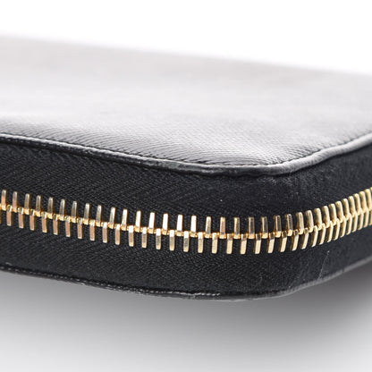 Prada Saffiano Colour Zip Around Wallet Black Peonia 12 of 16