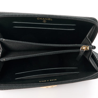 Chanel Caviar Quilted Small Boy Zip Around Wallet Black 5 of 10