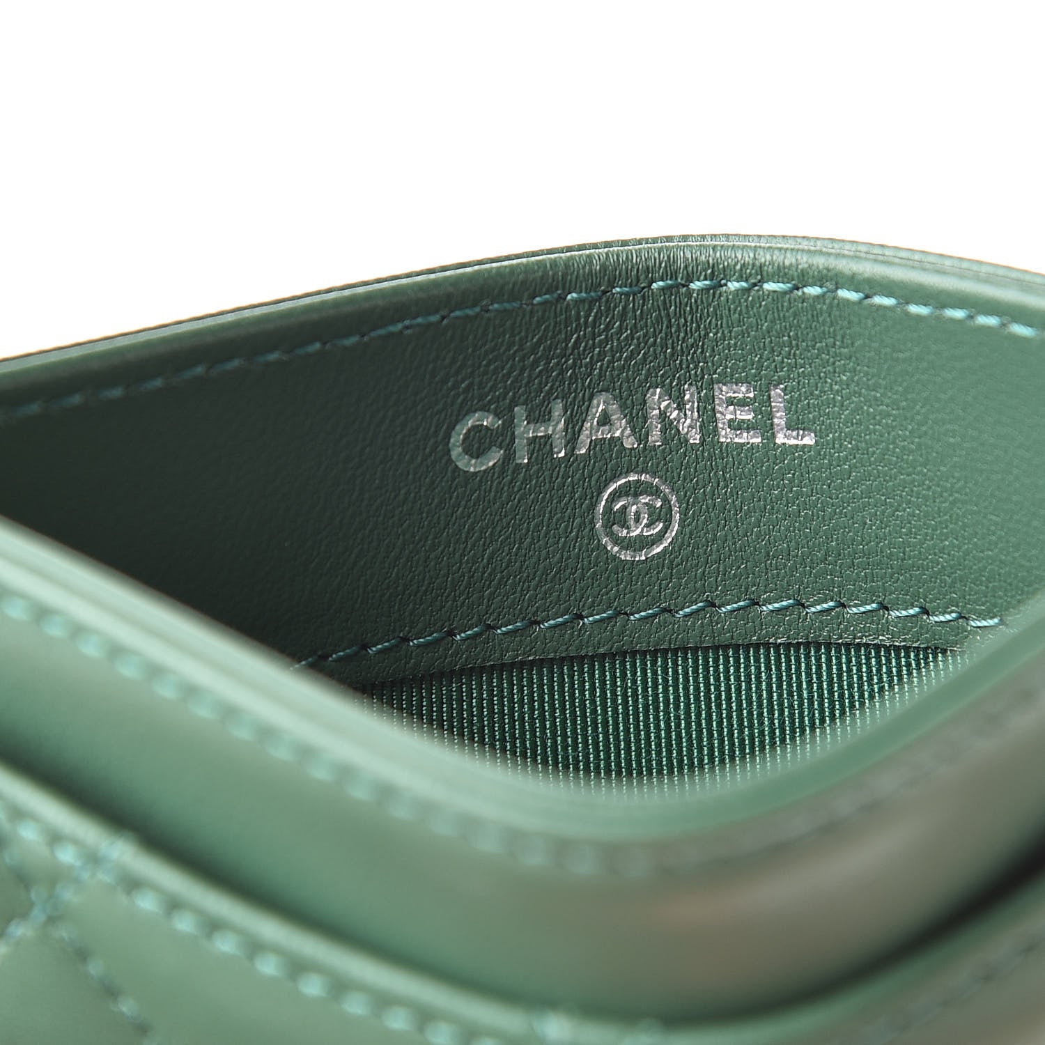 Chanel Lambskin Quilted Card Holder Green 6 of 9