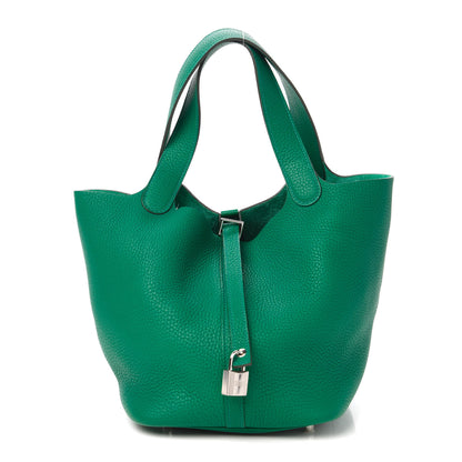 Hermes Taurillon Clemence Picotin Lock 22 MM Vert Vertigo 1 of 7