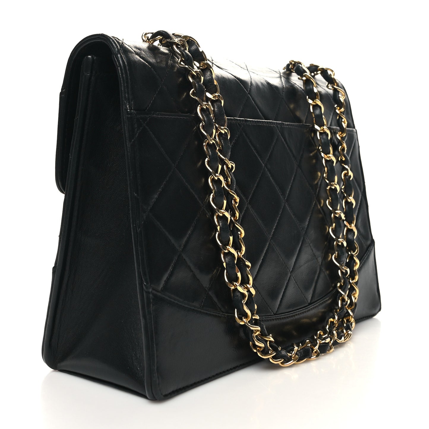 Lambskin Quilted Medium Mademoiselle Single Flap Black