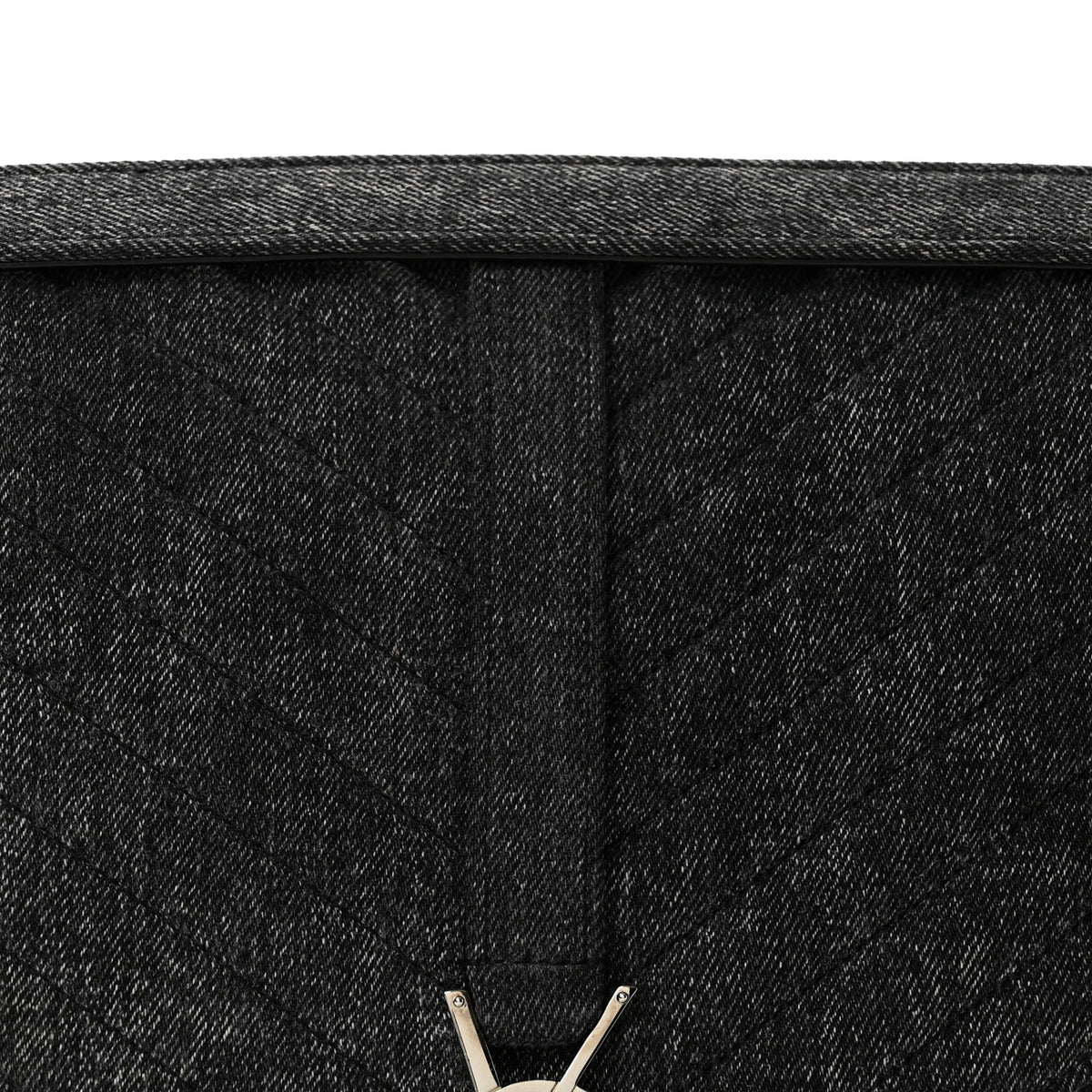 Saint Laurent Denim Mixed Matelasse Triquilt Large Monogram Envelope Satchel Black 8 of 13