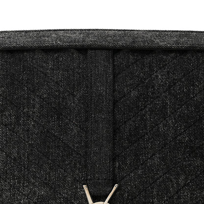 Saint Laurent Denim Mixed Matelasse Triquilt Large Monogram Envelope Satchel Black 8 of 13