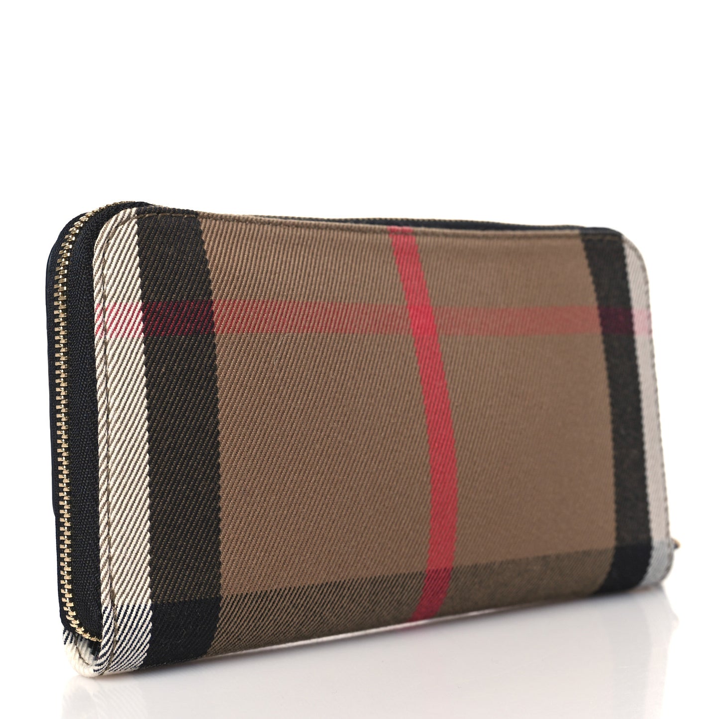 Calfskin Haymarket Check Elmore Zip Around Wallet Black