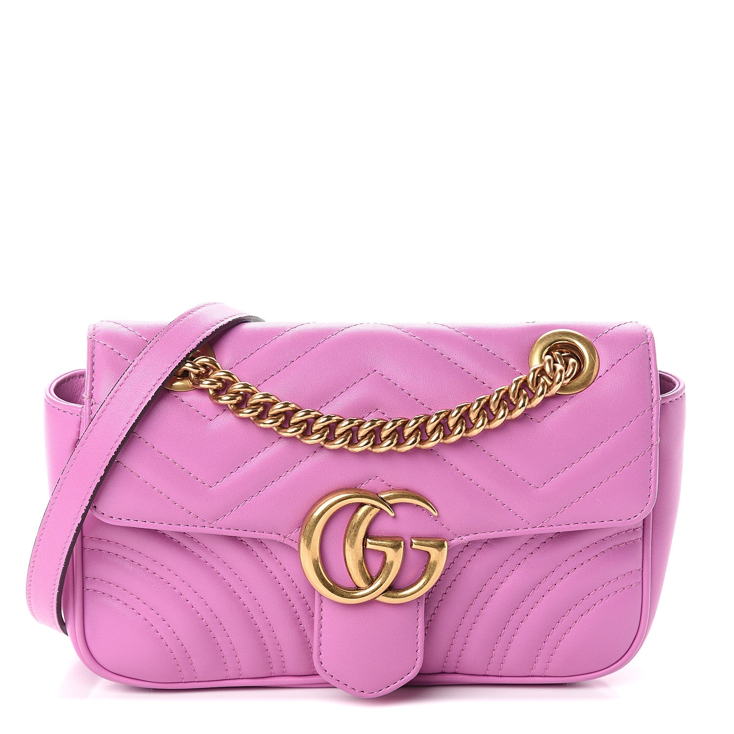 Gucci Calfskin Matelasse Mini GG Marmont Shoulder Bag Candy Mousse 1 of 7