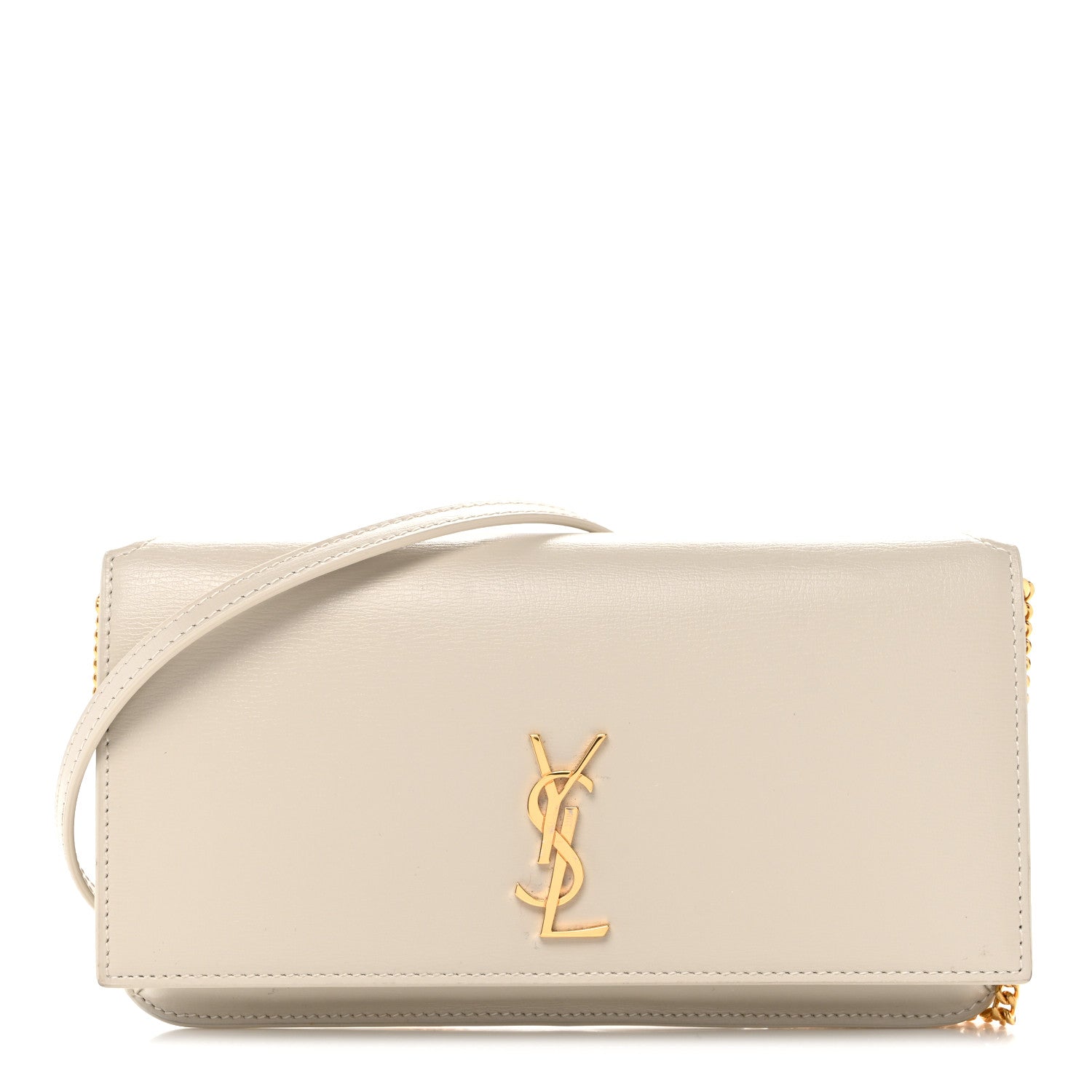 Saint Laurent Smooth Calfskin Monogram Phone Holder Crossbody Crema Soft 1 of 14