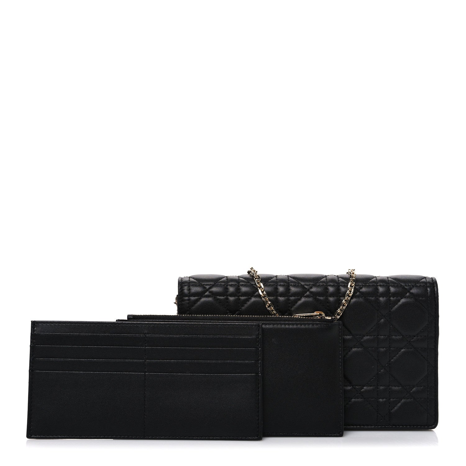 Christian Dior Lambskin Cannage Lady Dior Pouch Black 3 of 12