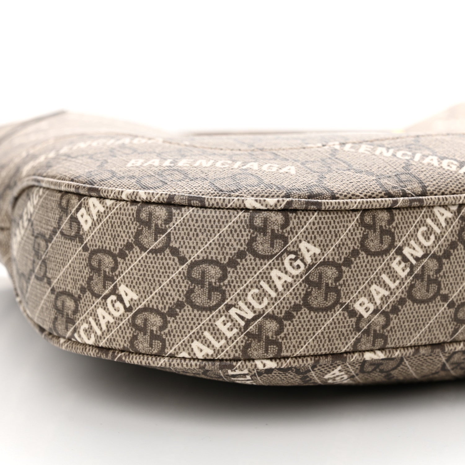 Gucci X BALENCIAGA GG Supreme Monogram Logo Print Medium Jackie 1961 Hobo Beige Ebony 9 of 11