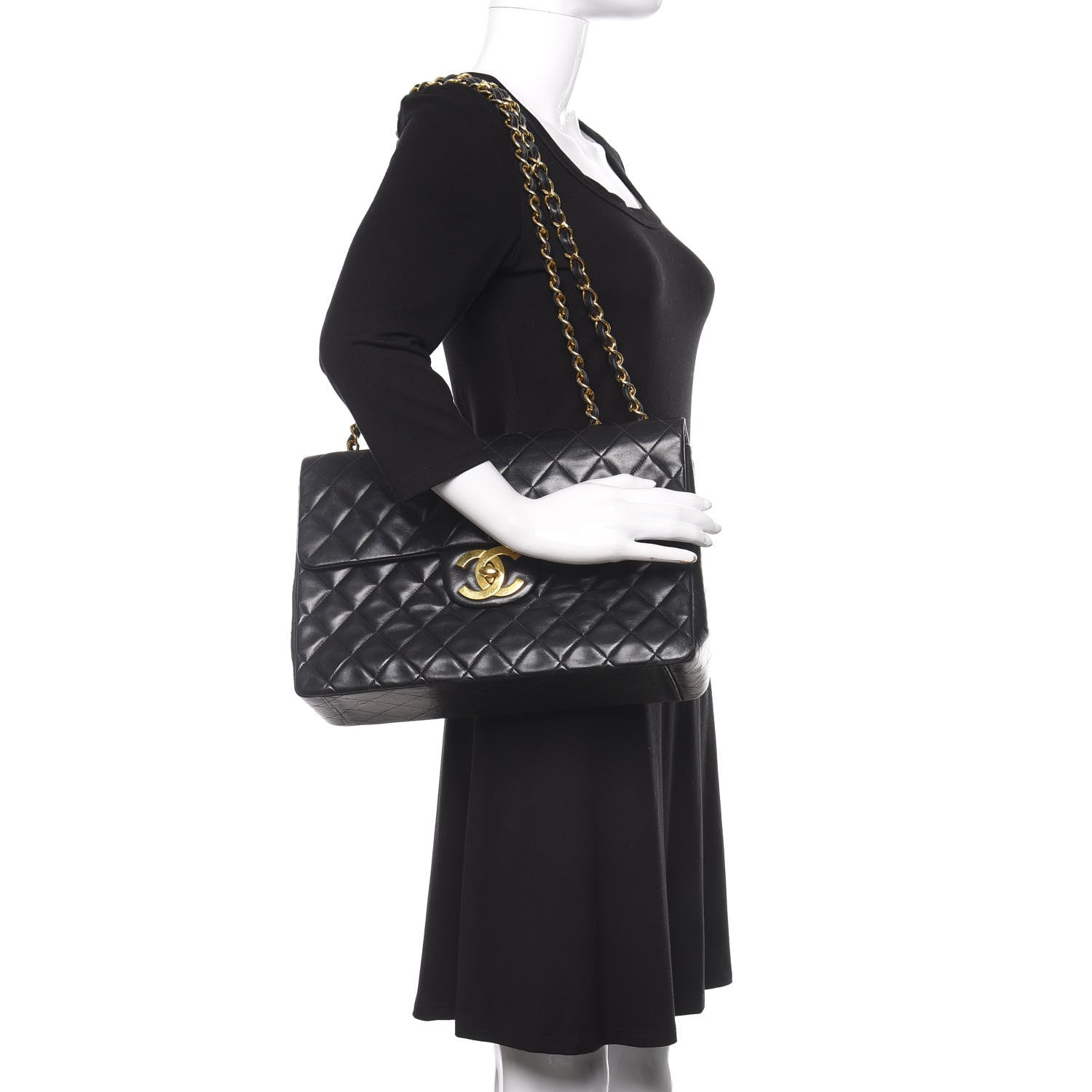 Chanel Lambskin Quilted XL Jumbo Single Flap Black 3 of 11