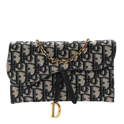 Christian Dior Oblique Saddle Chain Long Wallet Blue 1 of 7