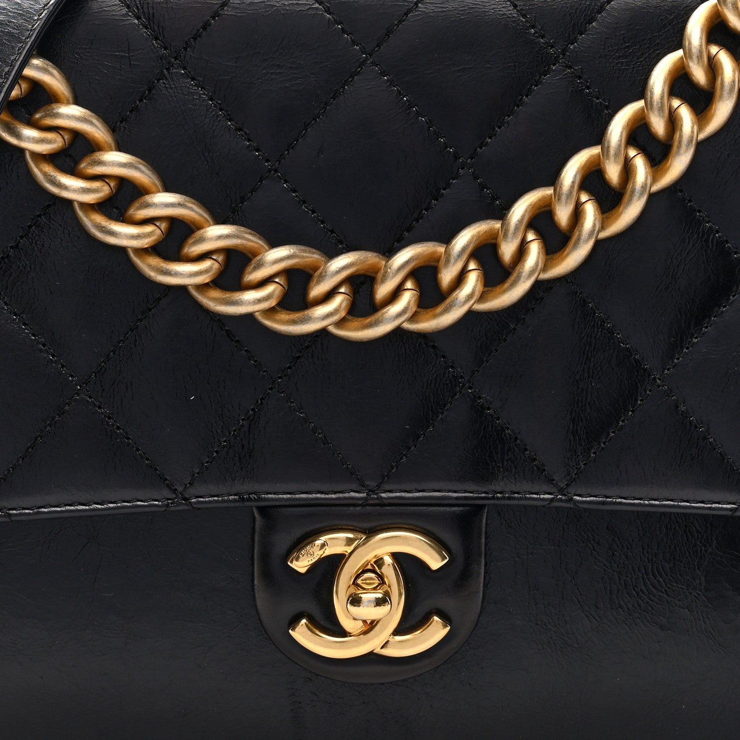 Chanel Iridescent Calfskin Quilted Straight Lined Flap Black 8 of 10