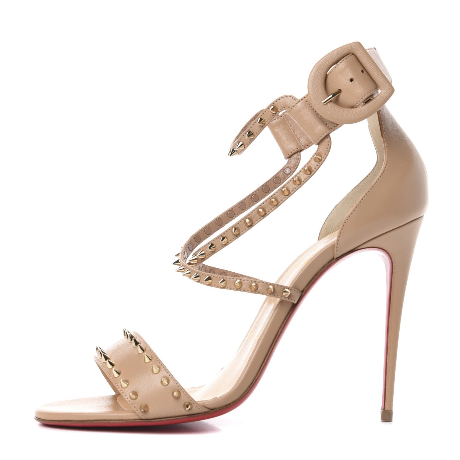 Christian Louboutin Kid Choca Spikes 100 Sandals 38 Nude Light Gold 1 of 10