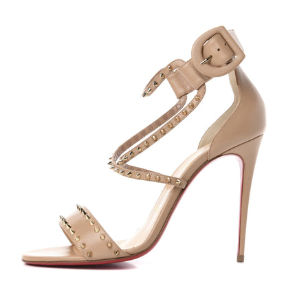 Christian Louboutin Kid Choca Spikes 100 Sandals 38 Nude Light Gold 1 of 10