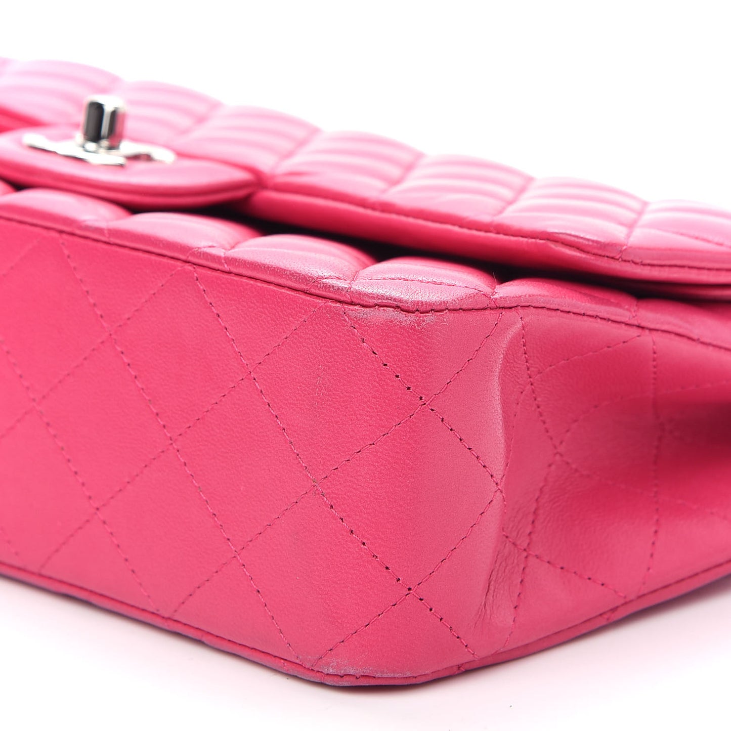Lambskin Quilted Medium Double Flap Dark Pink