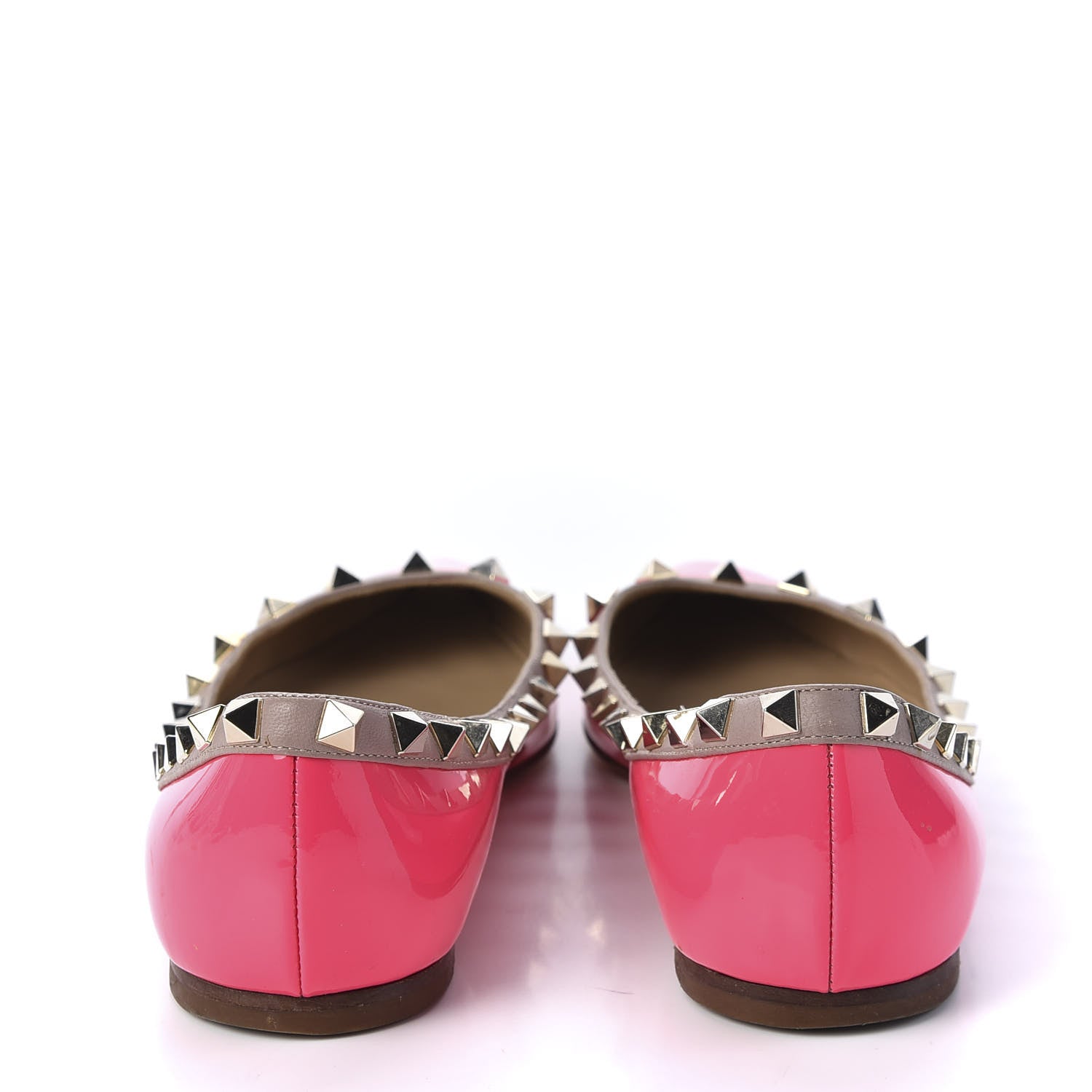 Valentino Garavani Patent Calfskin Rockstud Ballerina Flats 35.5 Fuxia Fluo Poudre 6 of 9