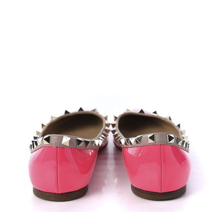Valentino Garavani Patent Calfskin Rockstud Ballerina Flats 35.5 Fuxia Fluo Poudre 6 of 9