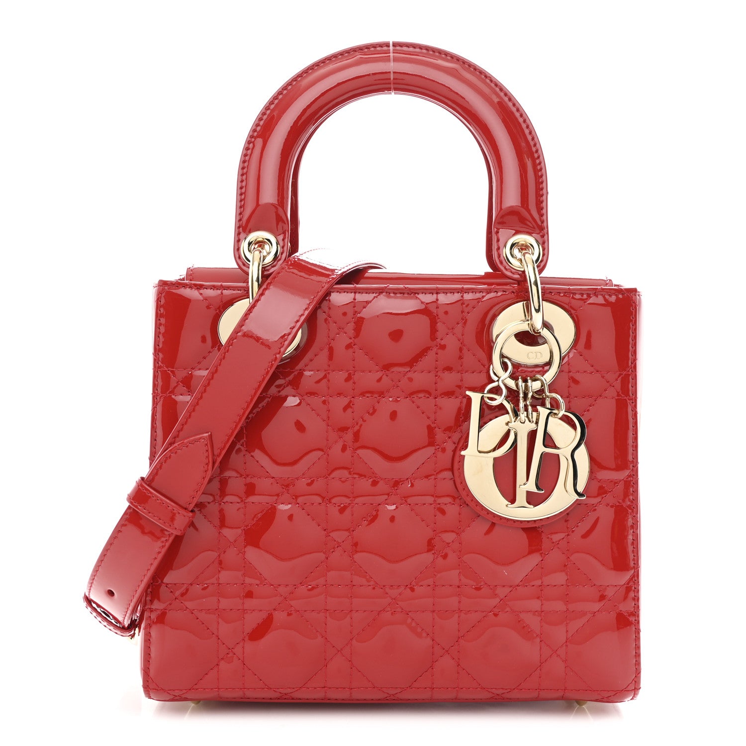 Christian Dior Patent Cannage Small Lady Dior Red 1 of 10
