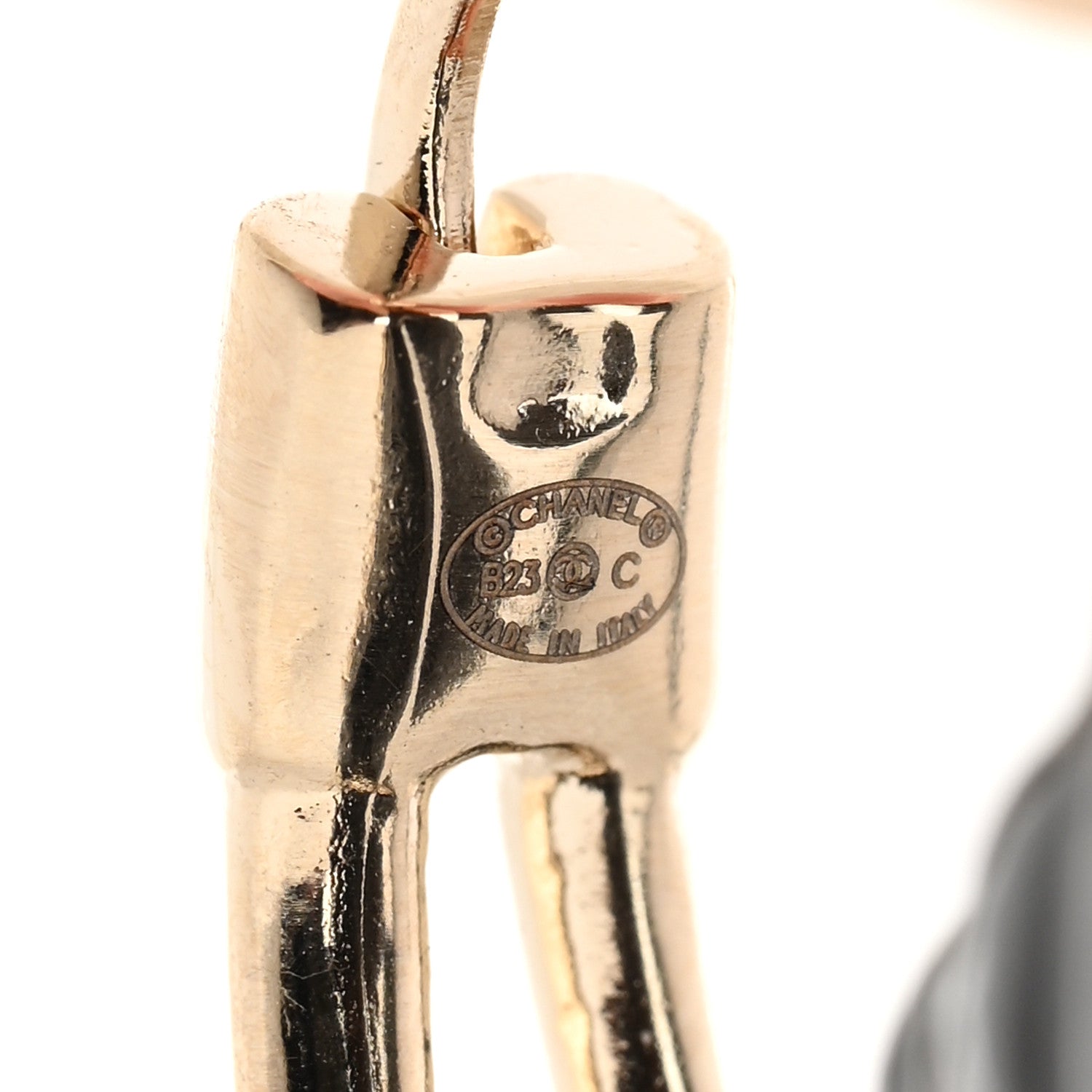 Chanel Metal Resin Quilted Flap Bag Hoop Earrings Black Gold 4 of 5