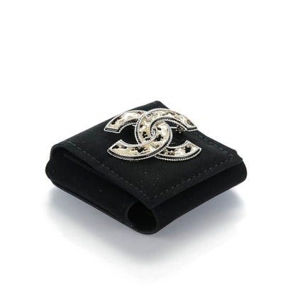 Chanel Enamel CC Cutout Brooch Silver 5 of 5