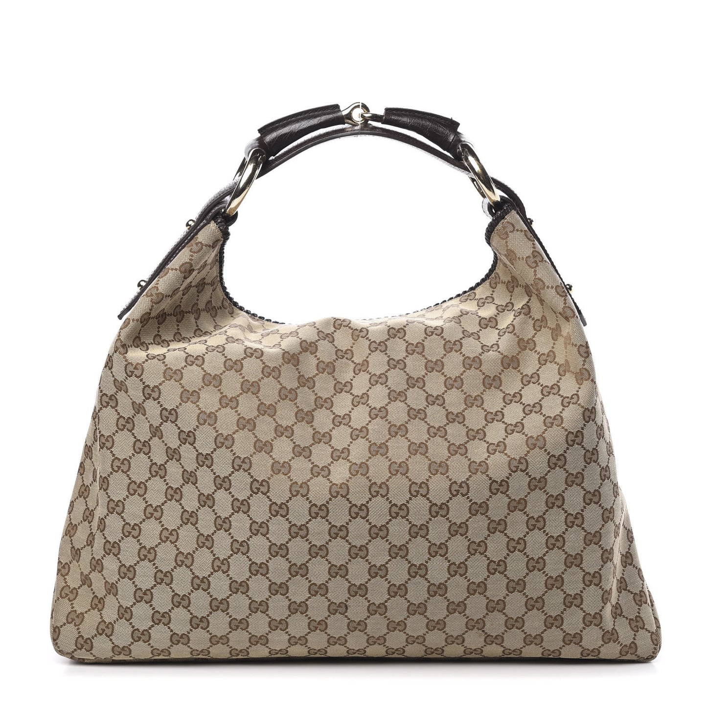 Monogram Large Horsebit Chain Hobo Dark Brown