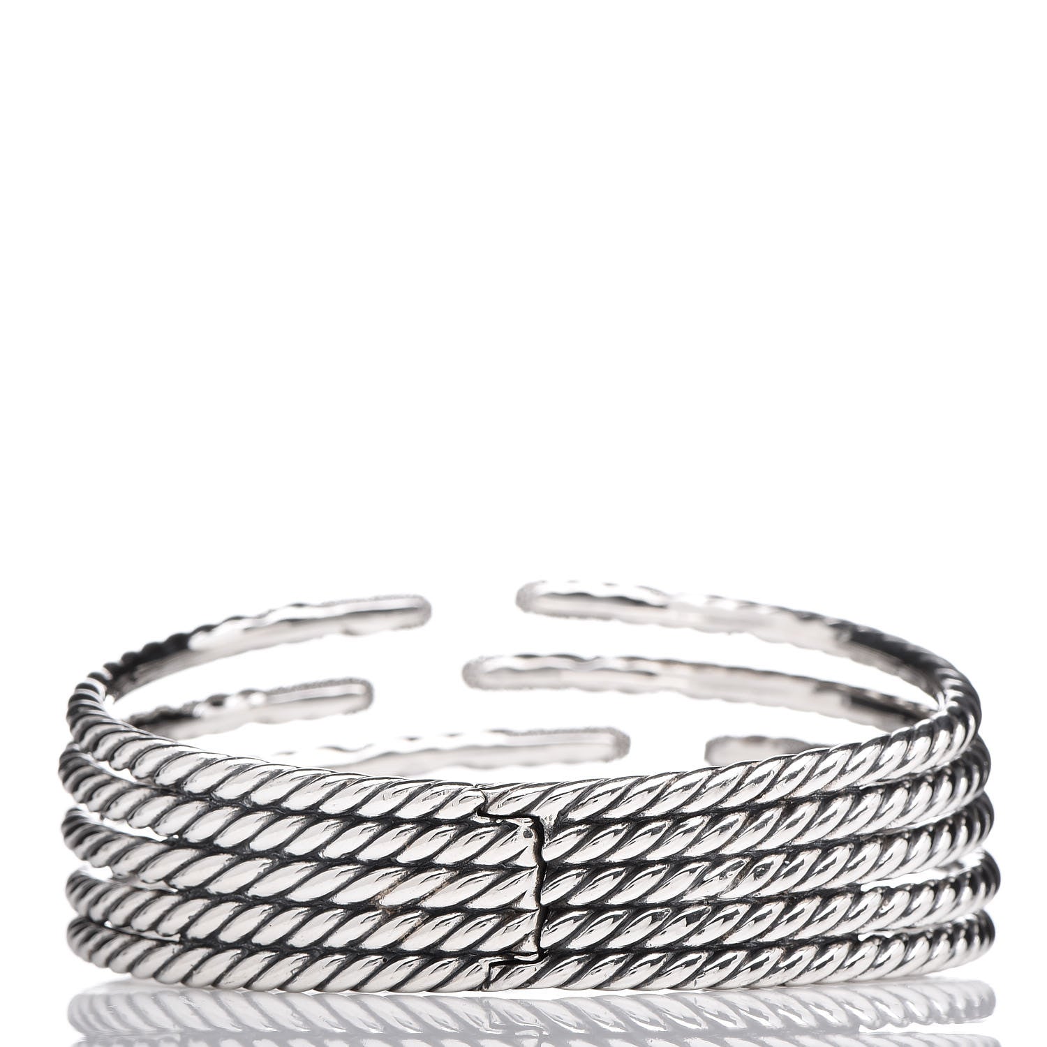 David Yurman Sterling Silver Diamond 5-Row Open Willow Bracelet 3 of 4