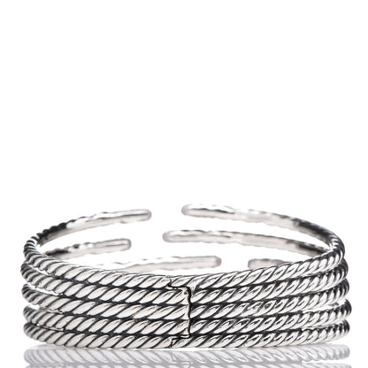 David Yurman Sterling Silver Diamond 5-Row Open Willow Bracelet 3 of 4