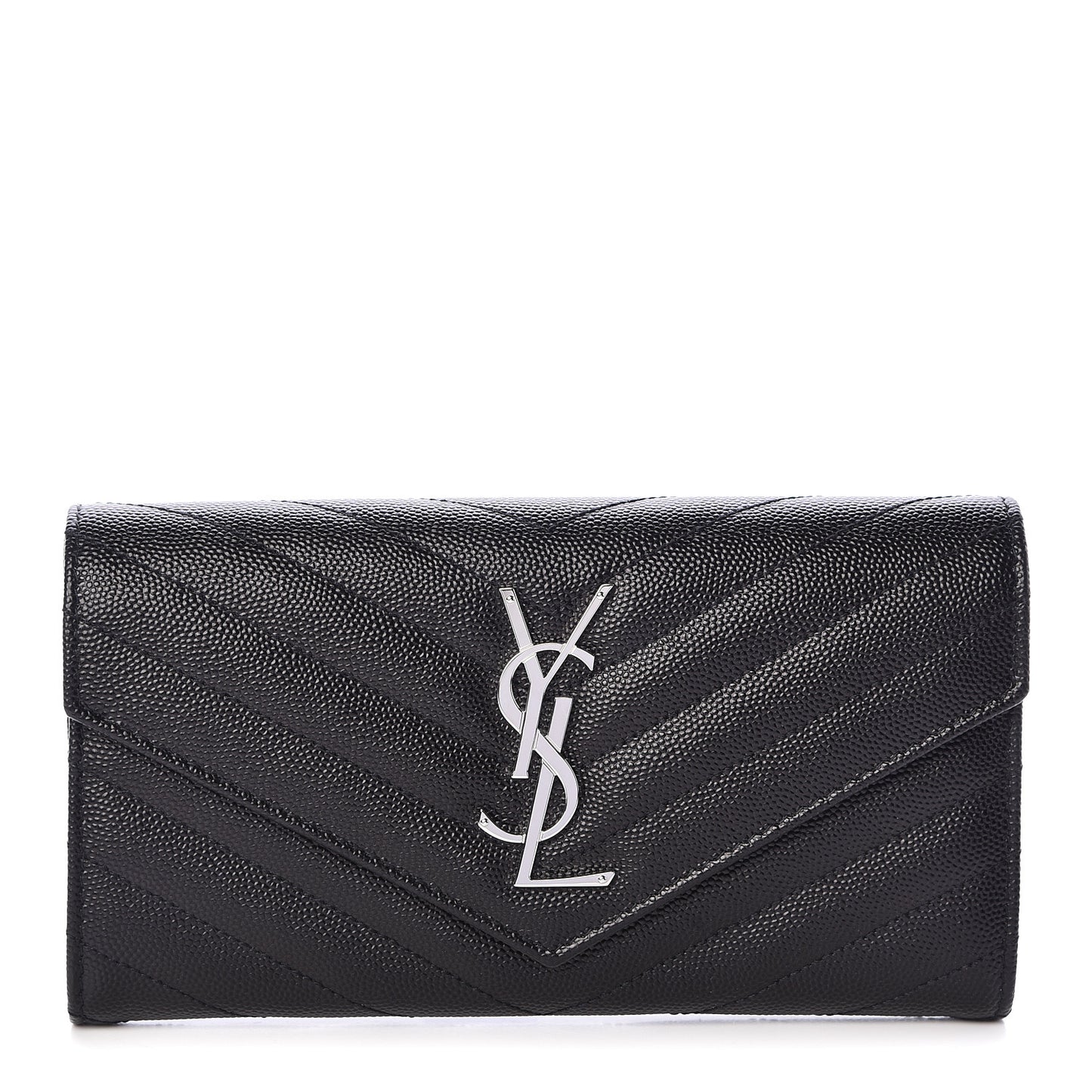 Grain De Poudre Matelasse Chevron Monogram Flap Wallet Black
