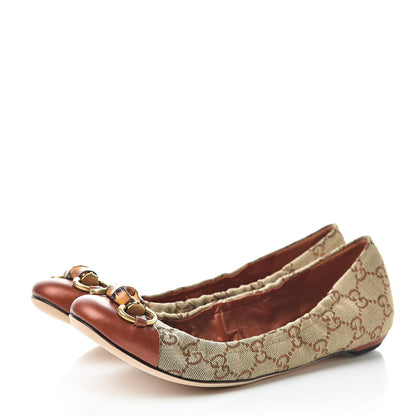 Gucci GG Monogram Miro Soft Calfskin Bamboo Ballet Flat 36.5 Beige Oxydus 3 of 14